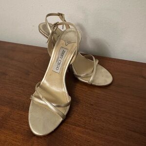 Jimmy Choo Metallic Gold Strappy Heels